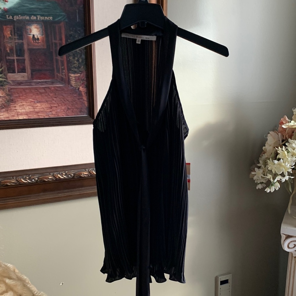 Rachel Roy black sleeveless go west blouse size XS